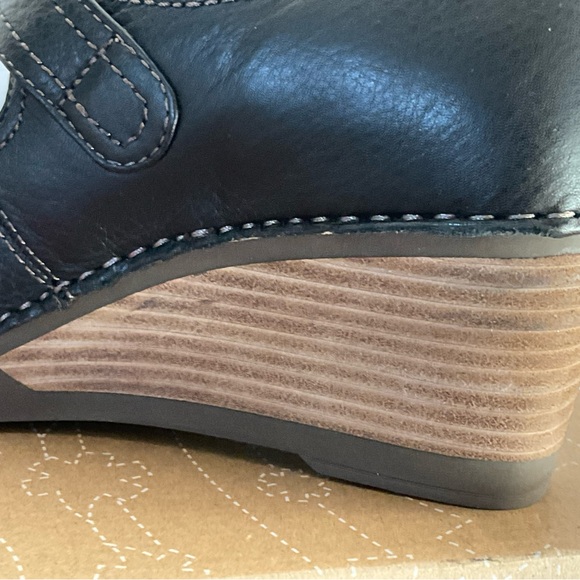 Dansko Black Leather Mary Jane Wedge Heel Shoes Sandra Size 39 - Picture 12 of 13